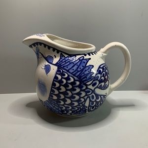 Vintage 2001 Diane “Come Dream With Me” Kissing Fish Blue & White Pitcher